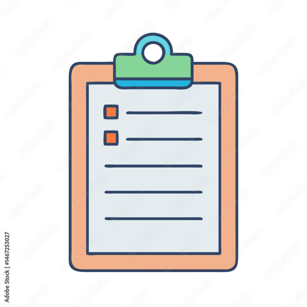 Poster clipboard checklist task list to do list survey form questionnaire with check boxes and lines items