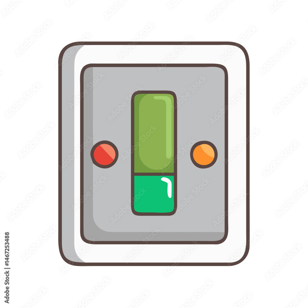 Poster illustration of a toggle switch in the on position for ui design and user interface elements