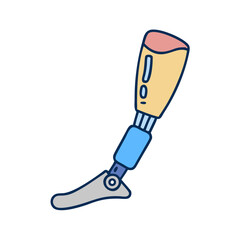 Illustration of prosthetic leg medical device for amputee rehabilitation and mobility aid design