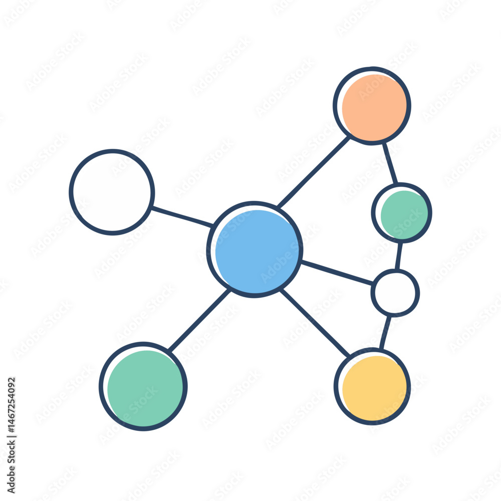 Poster network connection diagram with central node and connected nodes network structure diagram design
