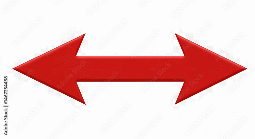 Poster red arrow pointing right and left. vector, with transparent background.