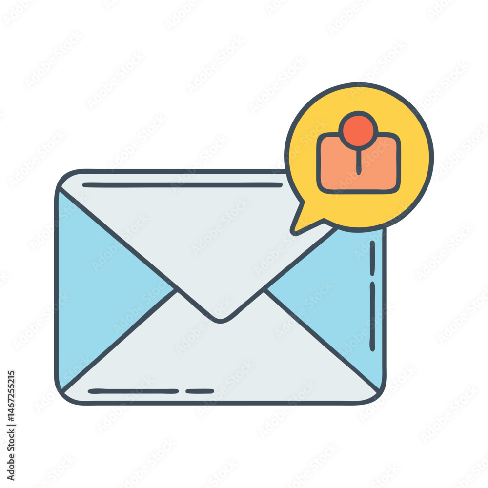 Poster email notification icon vector illustration message inbox mail communication online digital marketin