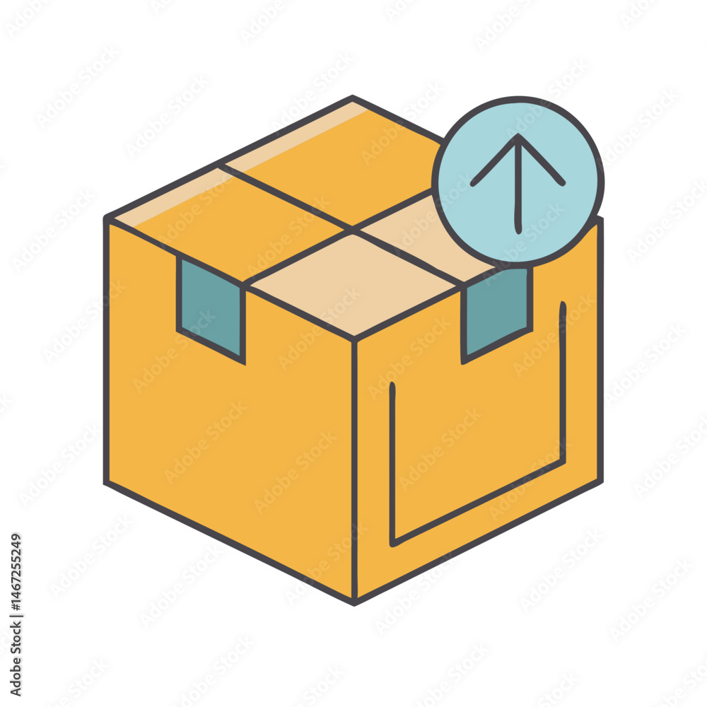 Poster open cardboard box package container delivery shipping moving carton storage empty parcel object des