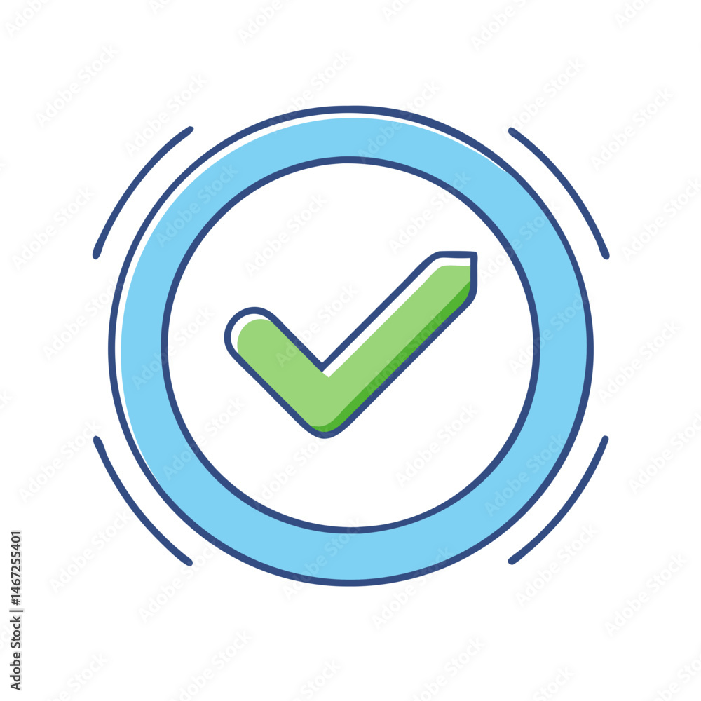 Poster check mark icon vector illustration for approval success and verification design element symbol