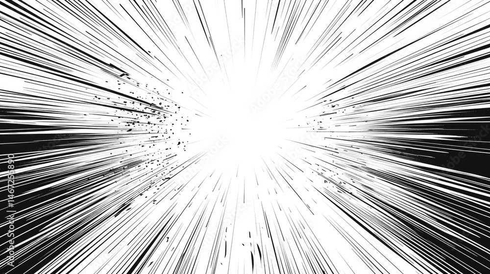 Aufkleber abstract black and white digital lines converging towards the center. digital artwork of black color