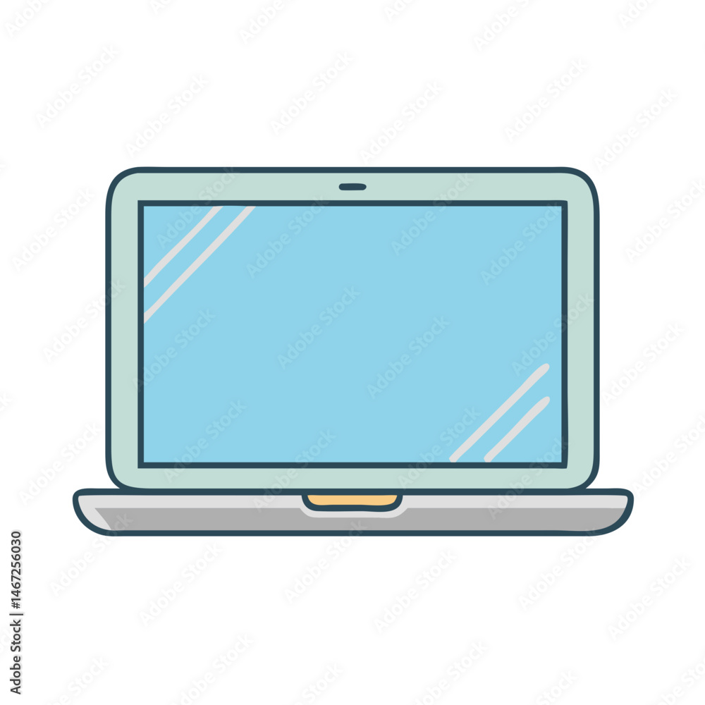 Poster find laptop computer vector illustration for digital work and personal use technology device design