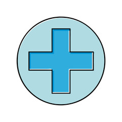 Obraz premium Blue medical cross icon vector illustration for healthcare and pharmacy design element symbol
