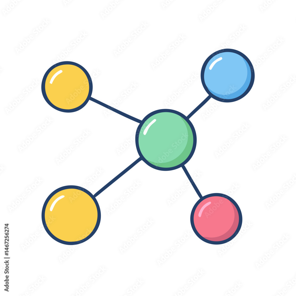 Poster Network connection diagram with nodes and links representing data structure and connectivity concept