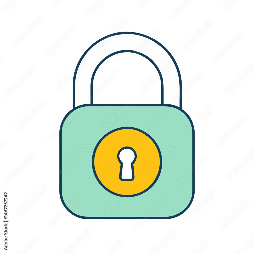 Poster padlock security lock safety protection privacy access secure keyhole closed mechanism system