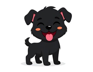 Fototapeta premium Cute Black Puppy Mascot – Funny and Friendly Dog Character Vector Illustration