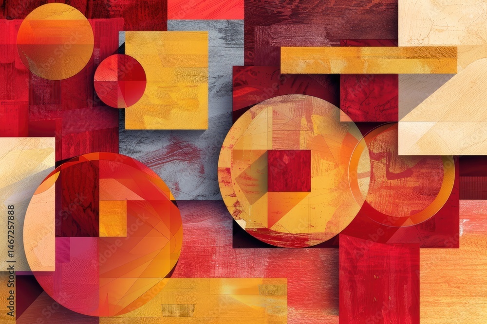 Fototapete the abstract picture of the red shape repetitive pattern polygon geometry in the background, geometr