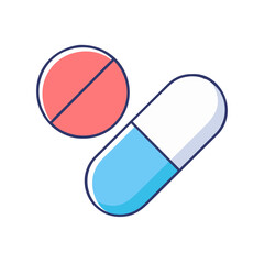 Illustration of capsules medicine medication pharmacy drug health cure treatment remedy supplement pill tablet