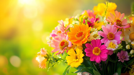 Obraz premium A beautifully crafted bouquet of flowers showcases a harmonious blend of colors and textures.