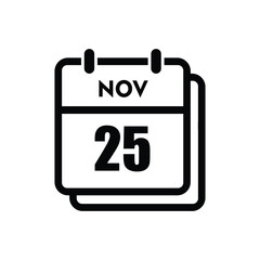 calender icon, 25 november icon with white background