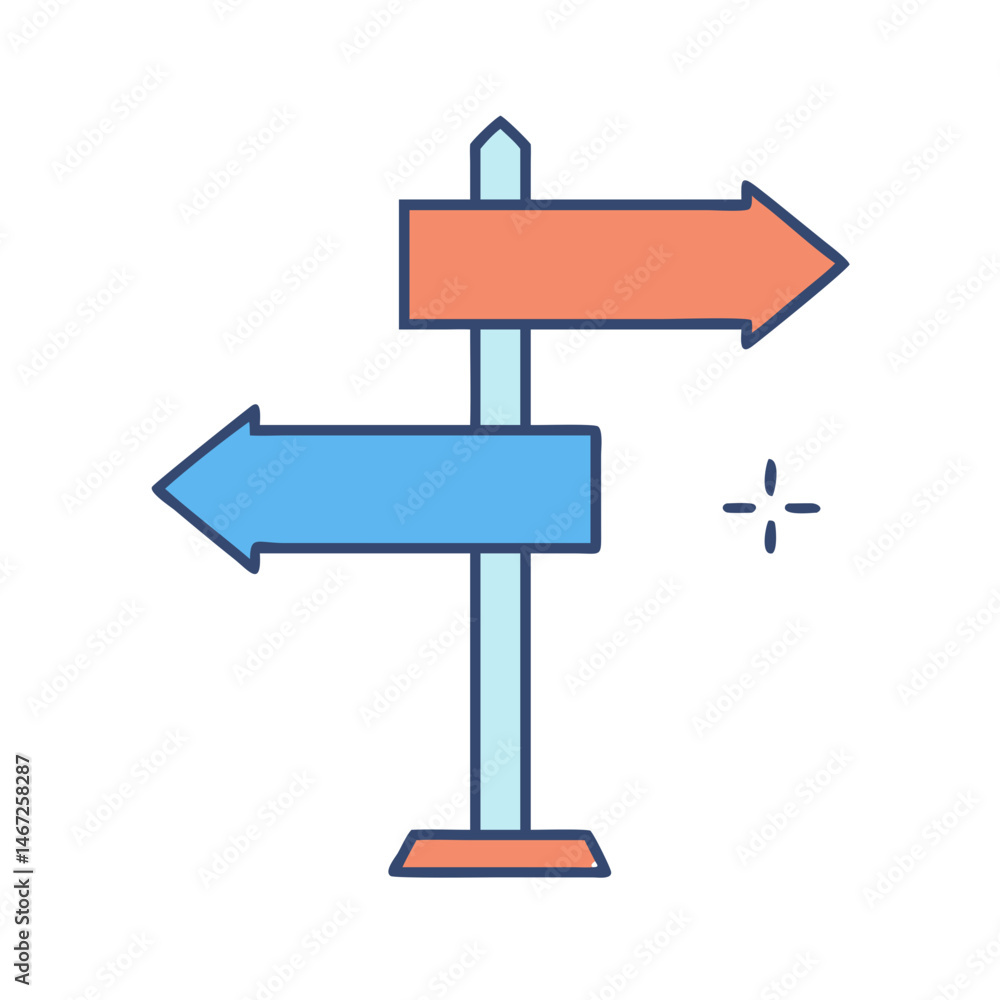 Poster directional signpost with arrows vector illustration for navigation guidance and wayfinding design