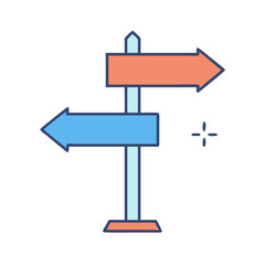Directional signpost with arrows vector illustration for navigation guidance and wayfinding design
