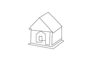 House continuous single line art drawing green energy outline vector icon
