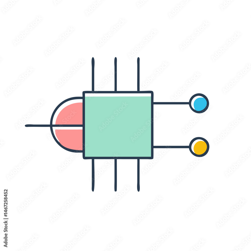 Poster colorful cpu microchip processor technology vector illustration for electronics design