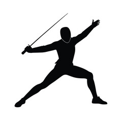Fencing Lunge Person Vector Silhouette