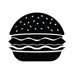 Delicious Hamburger Icon Simple Black and White Design