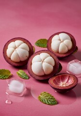Mangosteen Fruit with Mint and Ice