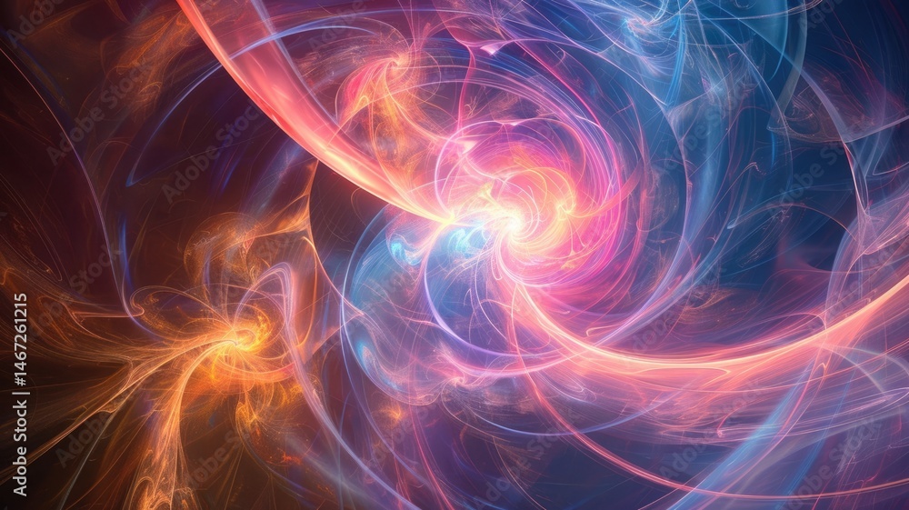 Poster abstract image beautiful colorful light sparkling flowing scattered across space background while sw