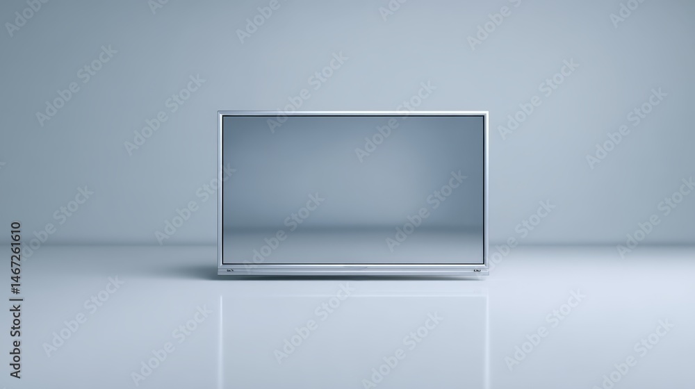 Aufkleber A sleek digital screen frame stands prominently against a clean gray backdrop, offering a modern aesthetic with plenty of copy space for various designs and concepts