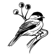 small bird with berries vector design