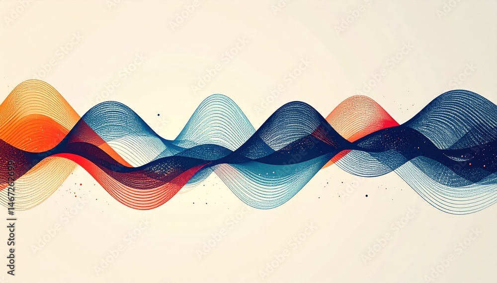 Poster dynamic wave patterns in vibrant colors abstract art digital illustration minimalist design aestheti