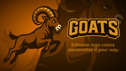 Running Goat Mascot Logo – Full Body Ram Vector in Motion – Editable Design for Esports Teams and Sports Branding