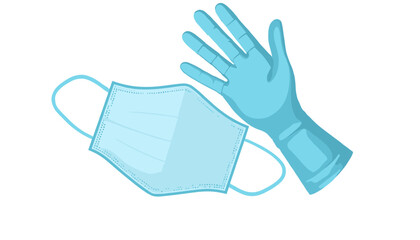 Medical gloves and a mask representing health and safety in healthcare, copy space
