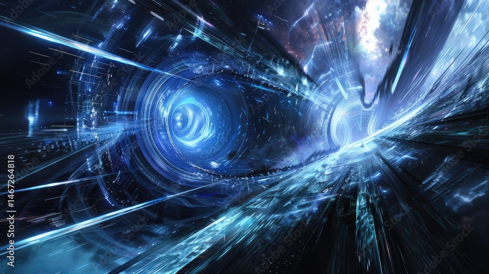 Poster abstract picture of neon light particle with digital technology style design connecting become dynam