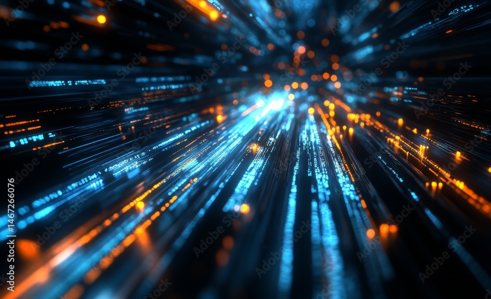 Poster abstract digital data stream explosion in a dark space