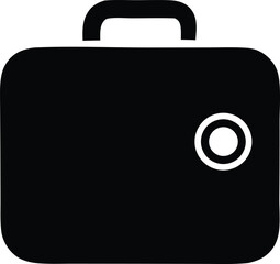 Black briefcase icon, a simple black business bag vector illustration symbol for web design