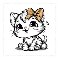 Cute and versatile Cat illustrations for t-shirts, stickers, books, and digital designs—perfect for commercial or personal projects