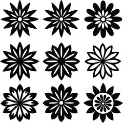 A vector set of floral elements showcases a seamless pattern design with decorative flower illustrations for various art and wallpaper applications