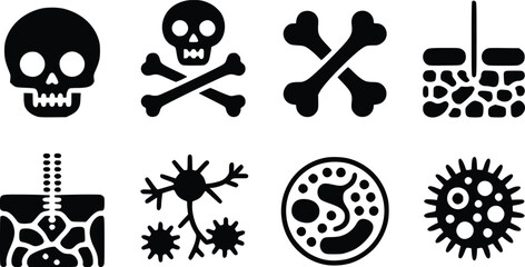 Obraz premium Anatomy Hazard Icons Striking Medical Scientific Vector Set