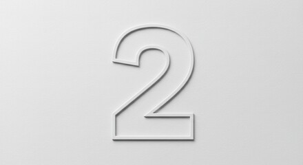 Number Two - Embossed White Numeric Symbol