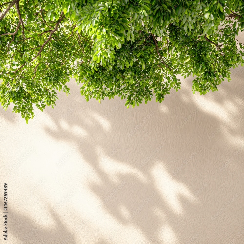 Aufkleber a majestic tree casting its shadow on a textured wall creating an intriguing play of light