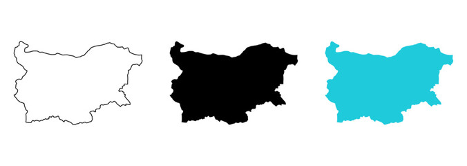 Obraz premium bulgaria map vector set on white background. Map in various style outline, black, and blue