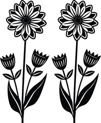 A delightful vector set features floral patterns and illustrations of spring flowers, leaves, and blossoms for seamless nature-inspired designs