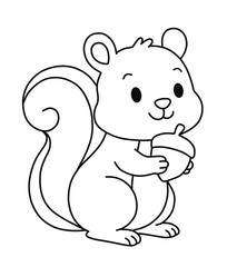Squirrel coloring pages for kids. Painting for kindergarten and elementary school children . Children's coloring activity sheet. Cute Illustration to Color.	