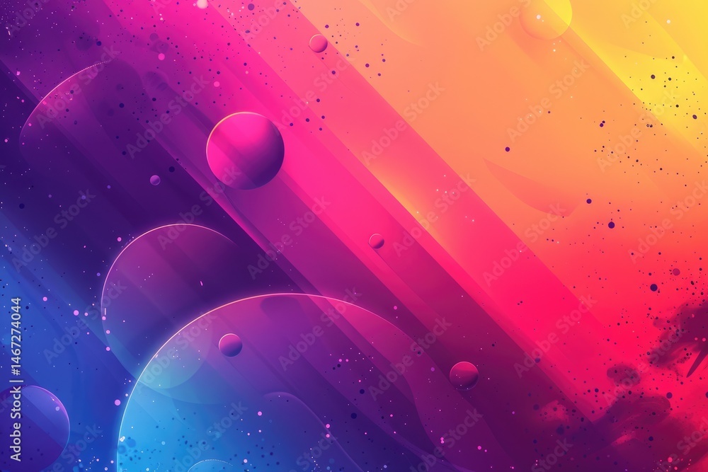 Poster abstract colorful geometric shapes effect on surface of digital cyber design express scene of cybers