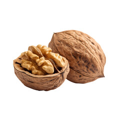 Walnut whole dry fruit isolated on transparent background