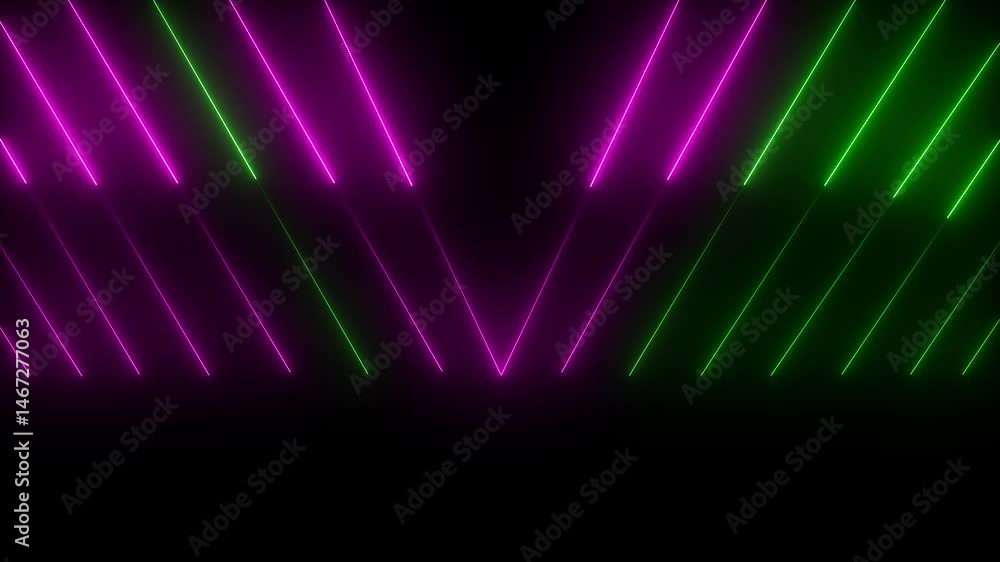 Poster glowing neon lines abstract tech futuristic motion background. seamless looping. video animation .