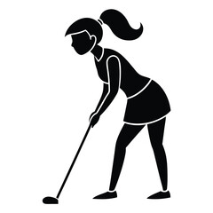 Woman Playing Golf Silhouette Illustration