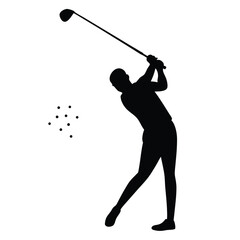 Golf Swing Silhouette Powerful Stance, Dynamic Action