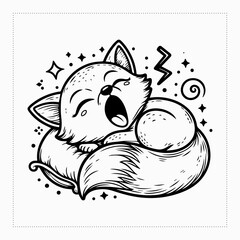 Cute and versatile Sleeping fox illustrations for t-shirts, stickers, books, and digital designs—perfect for commercial or personal projects