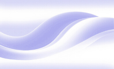 A dynamic wave of particles and halftone gradients forms a fluid dotted curve in blue on a transparent background, ideal for technology, sound, and music. 