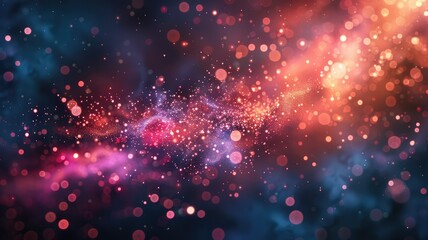 Fototapeta premium Futuristic digital tunnel with glowing particles. Neon and electric colors creating a sense of depth. Background of explosive scene in space with glowing star. Background for wallpaper, print. AIG53.